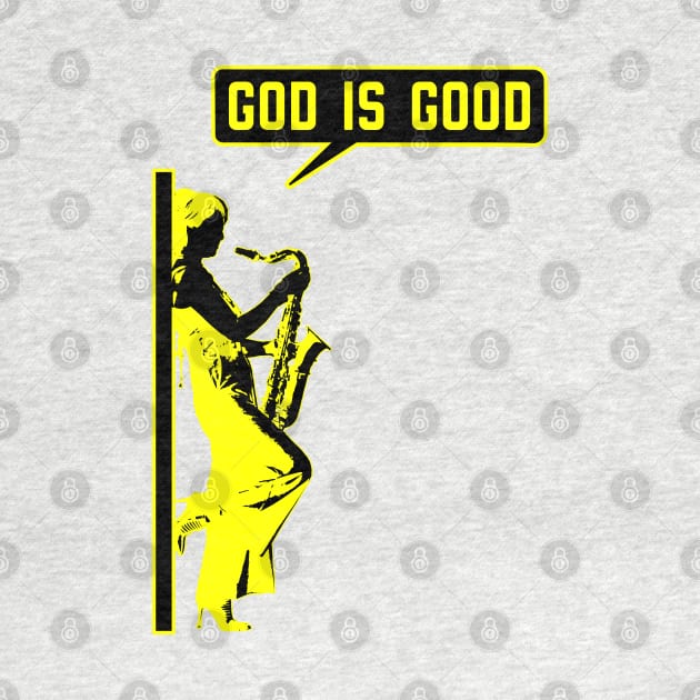 Christian saxophone player (saxophonist) in yellow and black color by Christian ever life